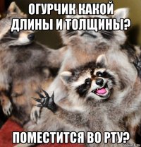 огурчик какой длины и толщины? поместится во рту?
