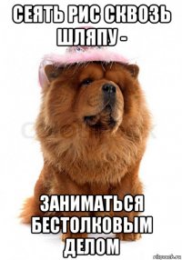 сеять рис сквозь шляпу - заниматься бестолковым делом
