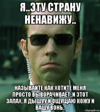 я..эту страну ненавижу.. называйте как хотите меня просто выворачивает..и этот запах..я дышуу и ощущаю кожу и вашу вонь..