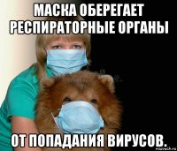 маска оберегает респираторные органы от попадания вирусов.