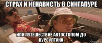 страх и ненависть в сингапуре или путешествие автостопом до нурсултана