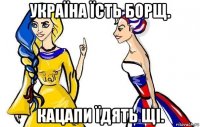 україна їсть борщ. кацапи їдять щі.