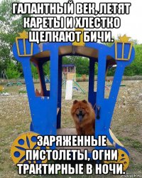 галантный век, летят кареты и хлестко щелкают бичи. заряженные пистолеты, огни трактирные в ночи.