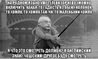на родном языке уже телевизор невозможно включить. какая-то гадость из обеих колонок. то хомяк, то хомяк тай-чи, то маленький хомяк я что это смотреть должен? я английский знаю, чешский. другое буду смотреть