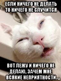 если ничего не делать то ничего не случится вот лежу и ничего не делаю, зачем мне всякие неприятности
