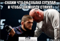 -скажи что он собака сутулая, и чтобы он морду стянул 