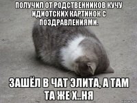 получил от родственников кучу идиотских картинок с поздравлениями. зашёл в чат элита, а там та же х..ня
