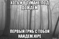 хоть и в тумане, под дождем первый гриб с тобой найдем.юре