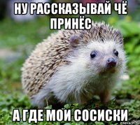 ну рассказывай чё принёс а где мои сосиски