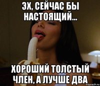эх, сейчас бы настоящий... хороший толстый член, а лучше два