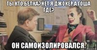 ты кто,белка?нет,я джокер.а гоша где? он самоизолировался.