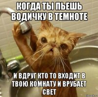 когда ты пьешь водичку в темноте и вдруг кто то входит в твою комнату и врубает свет