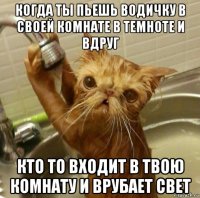 когда ты пьешь водичку в своей комнате в темноте и вдруг кто то входит в твою комнату и врубает свет