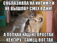соблазняла на интим? и не вышло? смех один! а полкан наш не простак - кенгуру - самец. вот так
