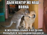 дык кенгур же наш - вояка и ему нужна-собака, а когда она разобрался, чау кошкой оказался!