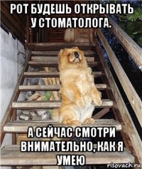 рот будешь открывать у стоматолога. а сейчас смотри внимательно, как я умею