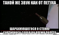 такой же звук как от петуха шарахнувшегося о стенку сортирного сарая во время полёта