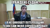 граждене судьи, я не виноват! потерпевший тузик сам меня спровоцировал!