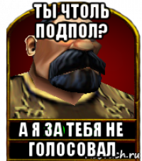 ты чтоль подпол? а я за тебя не голосовал