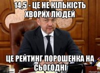 14,5 - це не кількість хворих людей це рейтинг порошенка на сьогодні