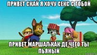 привет скай я хочу секс с тобой привет маршал как де чего ты пьяный