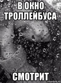в окно троллейбуса смотрит