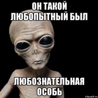 он такой любопытный был любознательная особь