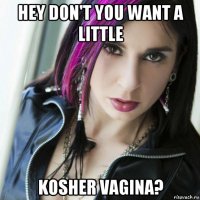 hey don't you want a little kosher vagina?