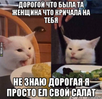 дорогой что была та женщина что кричала на тебя не знаю дорогая я просто ел свой салат