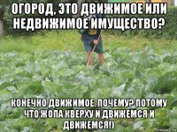 огород, это движимое или недвижимое имущество? конечно движимое. почему? потому что жопа кверху и движемся и движемся!)