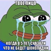 твое лицо когда в 5 лет сказали что не будет шоколадки