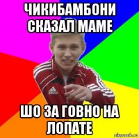 чикибамбони сказал маме шо за говно на лопате