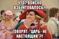 что? войско взбунтовалось? говорят: "царь - не настоящий"?!