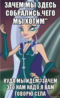 зачем мы здесь собрались,чего мы хотим" куда мы идем?зачем это нам надо,я вам говорю села