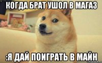 когда брат ушол в магаз :я дай поиграть в майн