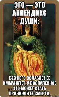 эго — это аппендикс души: без него ослабнет её иммунитет, а воспалённое эго может стать причиной её смерти.