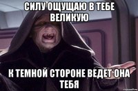 силу ощущаю в тебе великую к темной стороне ведет она тебя