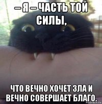 – я – часть той силы, что вечно хочет зла и вечно совершает благо.
