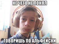 не чего не понял говоришь по альфейски
