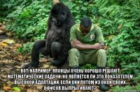  вот, например, японцы очень хорошо решают математические задачи, но является ли это показателем высокой адаптации, если они потом из окон своих офисов выпрыгивают?