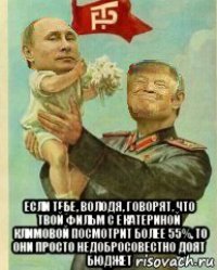  если тебе, володя, говорят, что твой фильм с екатериной климовой посмотрит более 55%, то они просто недобросовестно доят бюджет