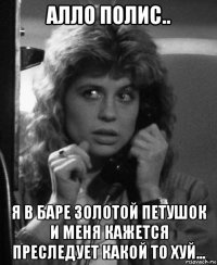 алло полис.. я в баре золотой петушок и меня кажется преследует какой то хуй...