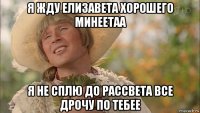 я жду елизавета хорошего минеетаа я не сплю до рассвета все дрочу по тебее