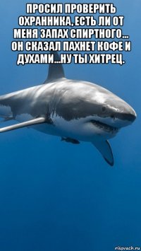 просил проверить охранника, есть ли от меня запах спиртного... он сказал пахнет кофе и духами...ну ты хитрец. 