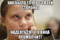 как было глупо с твоей стороны надеяться, что вика промолчит!