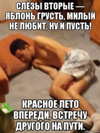 слёзы вторые — яблонь грусть, милый не любит, ну и пусть! красное лето впереди, встречу другого на пути.