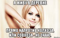 я живу в деревне прямо напротив колхоза, или совхоза - не знаю.
