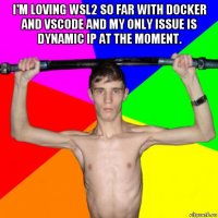 i'm loving wsl2 so far with docker and vscode and my only issue is dynamic ip at the moment. 