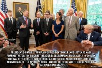  president donald j. trump, vice president mike pence listen as nasa administrator jim bridenstine addresses remarks friday, july 19, 2019, in the oval office of the white house at the commemoration fort the 50th anniversary of the apollo 11 moon landing. (official white house photo by shealah craighead)
