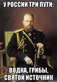 у россии три пути: водка, грибы, святой источник